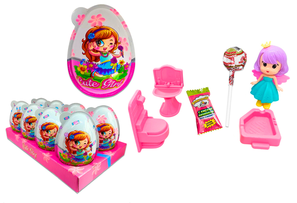 Gute girl маленькое пласт.яйцо с карамелью+жев.рез. 6*8шт 15,5 г