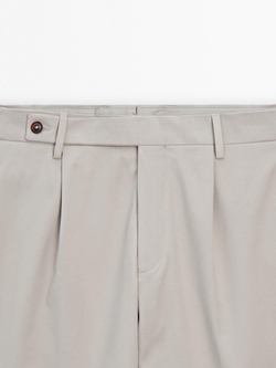 Massimo Dutti Костюмные брюки из смесового хлопка, песочный