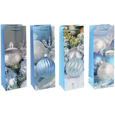 Пакет под бутылку «Елкины подарки» 12*35*9 см, микс