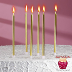 Свечи в торт "РОЙС", золотой металлик, 13 см, 6 шт.