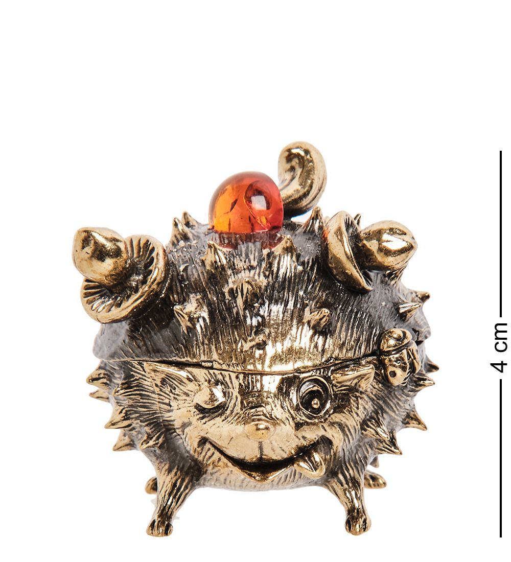 AM-3279 Шкатулка «Ежик» (латунь, янтарь)