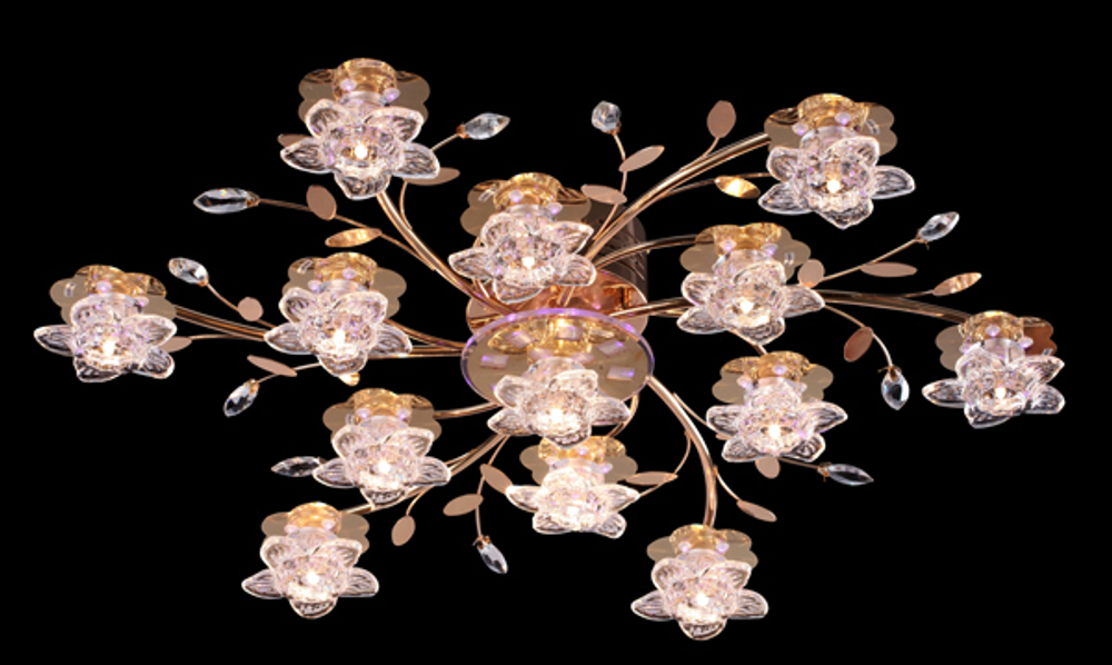 Люстра 4854/13 золото/синий+красный+фиолетовый