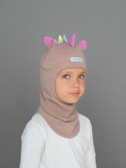 Шлем весенний/осенний вязаный (Розовый беж) UNIC