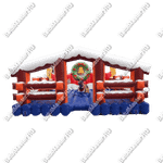 Надувной аттракцион Родео, олень+батут, "Рождественский", 5*5*3 м