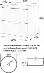 Тумба с раковиной Orange Line 80 Li-80TubMDF+B09-360W черная матовая