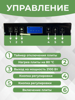 Плита индукционная настольная 3000 Вт, нагрузка 100 кг