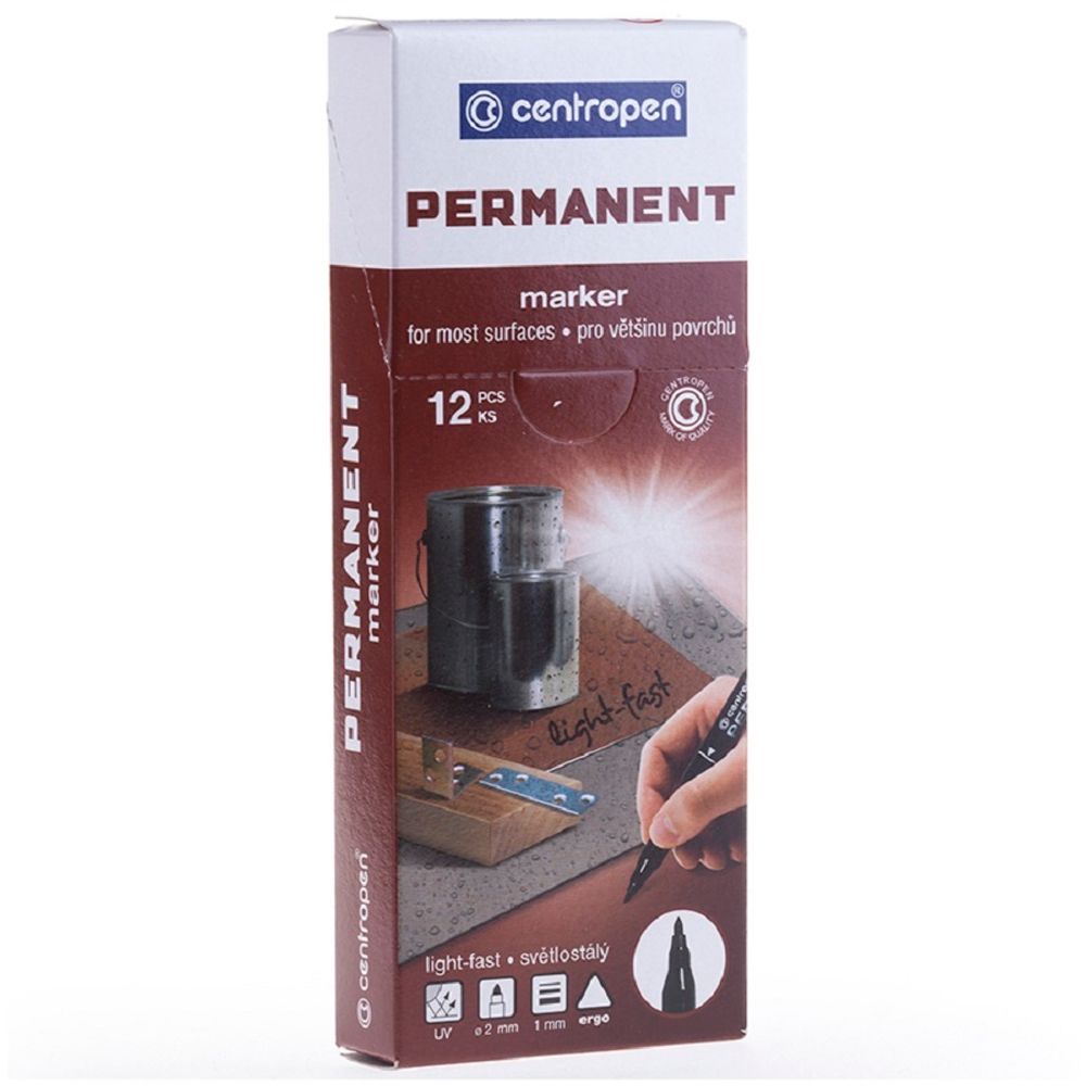 Набор маркер перманентный 1.0мм, Centropen 2536, синий 12шт