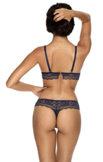 Кружевные трусики-стринги Lara с цветочным узором (Размер: 42) (Цвет: темно-синий)