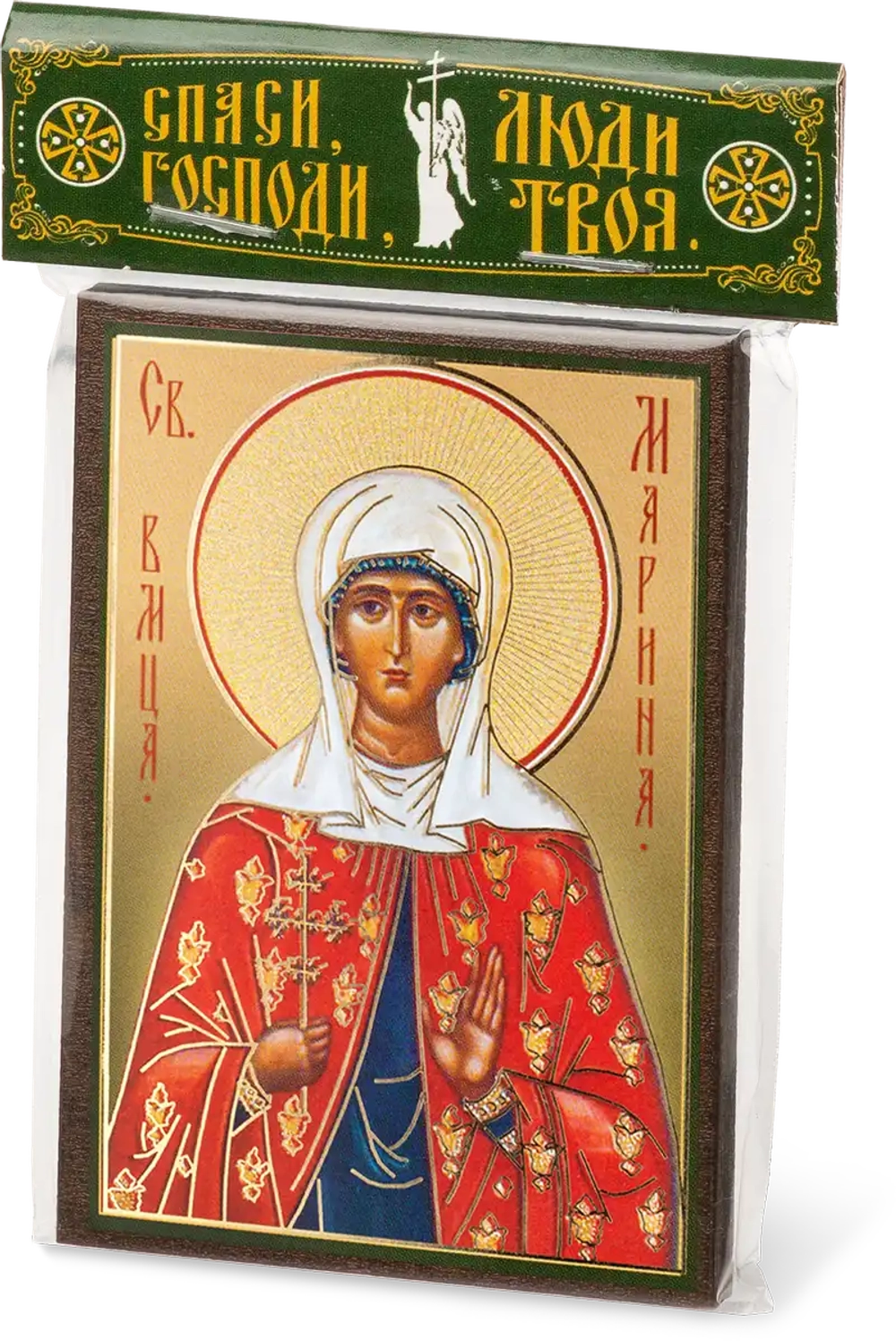 Икона "Маргарита Антиохийская (Марина)" 6х9 на МДФ-6