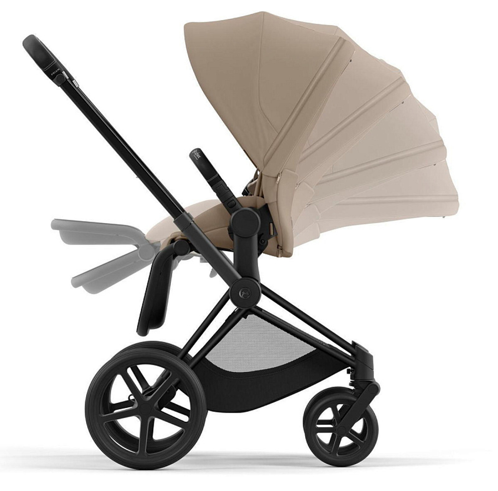 Коляска 3 в 1 Cybex Priam IV Matt Black complete и автокресло Cloud T i-Size Sepia Black Cozy Beige