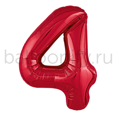 Шар ЦИФРА 4 Металлик Red 40" 102 см