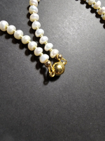 Колье ручной работы из культивированного речного жемчуга и агата кракле "Праздник"