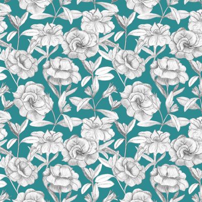 Калибрахоа. Весенние цветы. Ботанический бесшовный узор.