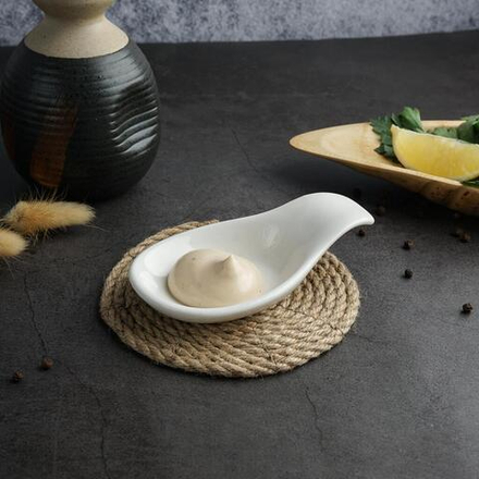 Соусник 25 мл 12*7 см h3 см Mini Mix с ручкой белый фарфор P.L. Proff Cuisine [6]