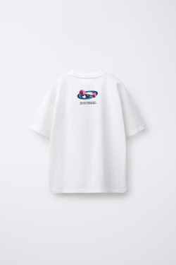 ZARA ФУТБОЛКА С ПРИНТОМ «СКЕЙТ, БЕЛЫЙ