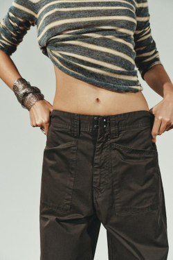 ZARA БРЮКИ КАРГО С КАРМАНАМИ, ШОКОЛАДНЫЙ