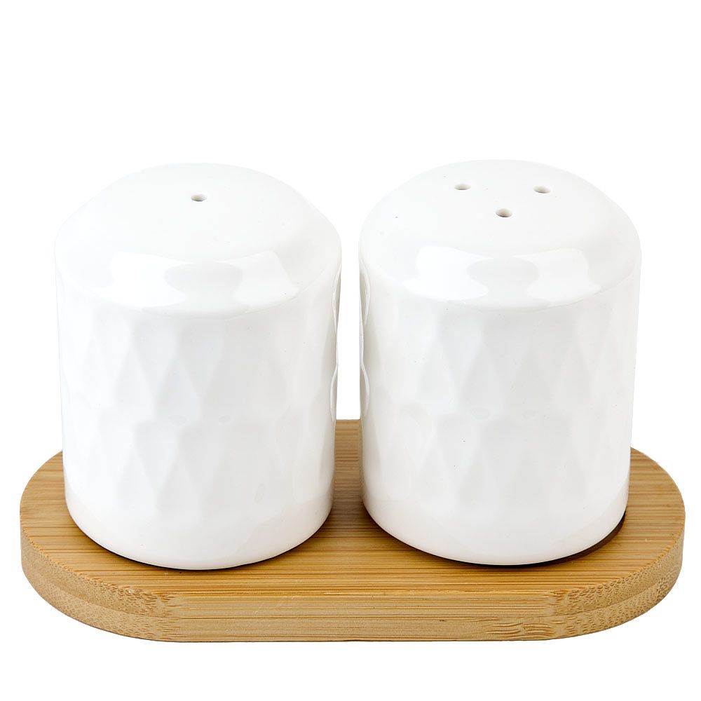 Набор для специй солонка/ перечница " " 12,5х6,5х7,5см на бамбуковой подставке