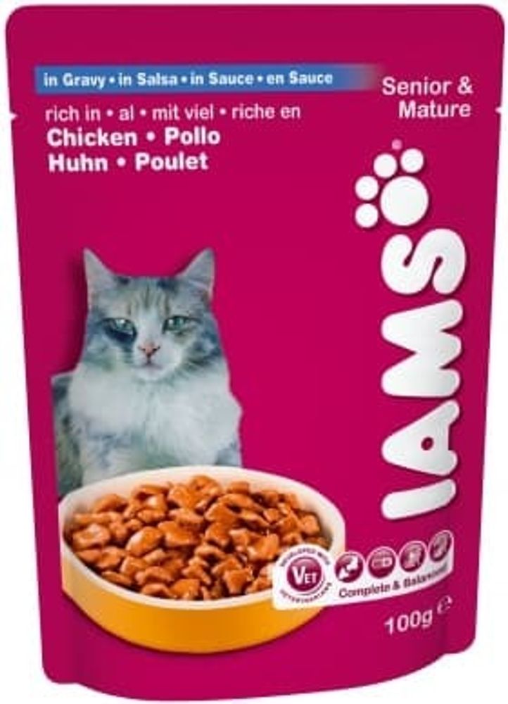 IAMS Cat Pouch для кошек старше 7 лет с курицей 100 г в соусе