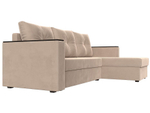 Диван угловой Атланта без стола правый угол, Бежевый, Велюр, 117033
