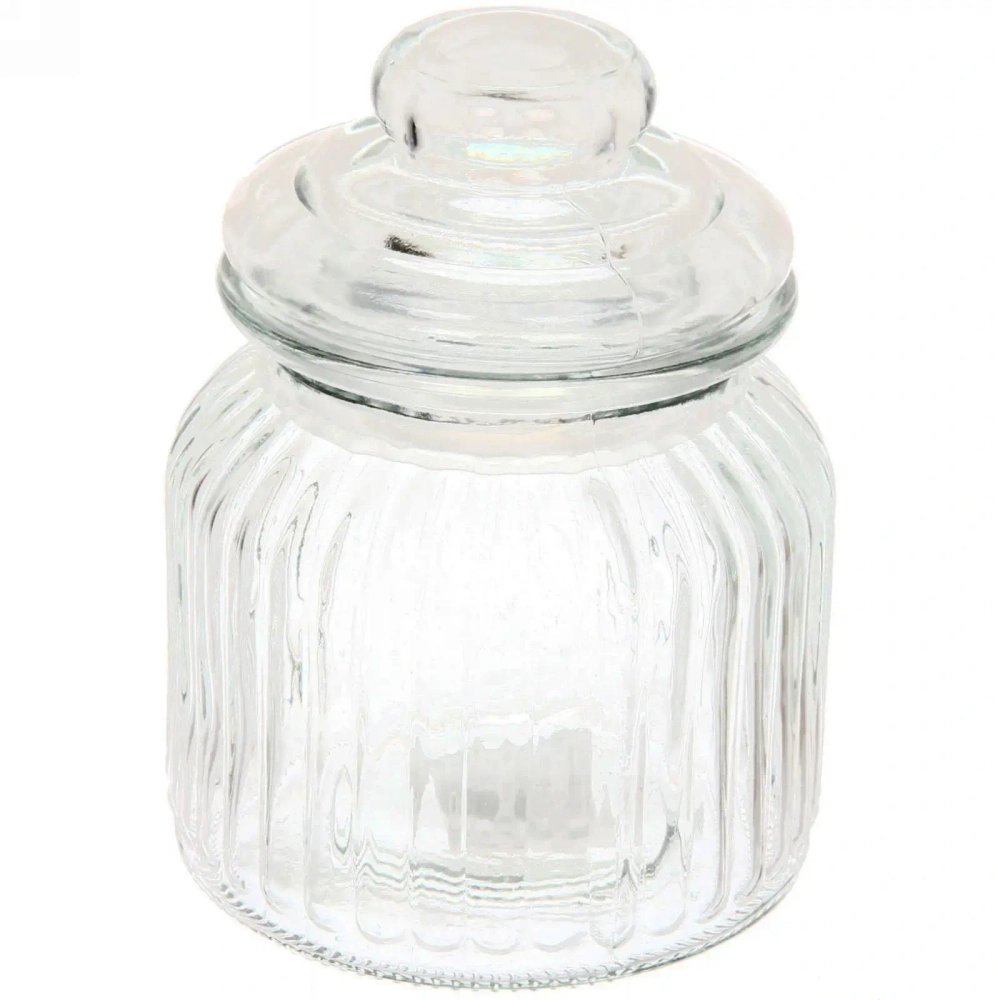 Банка для продуктов стеклянная 1100 мл с крышкой полоски