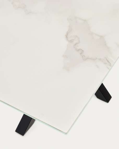 Стол Argo 180x100 см, керамика Kalos Blanco, черные ножки