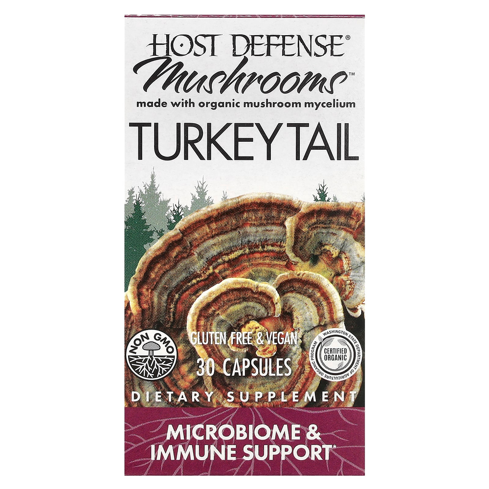 Host Defense, Mushrooms, трутовик разноцветный, 30 капсул (0,5 г в 1 капсуле)