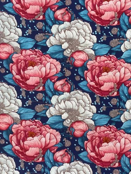 РОЗОВО-БЕЛЫЕ РОЗЫ И ЖЕМЧУГ  100% хлопок Handmade Fabrics 3