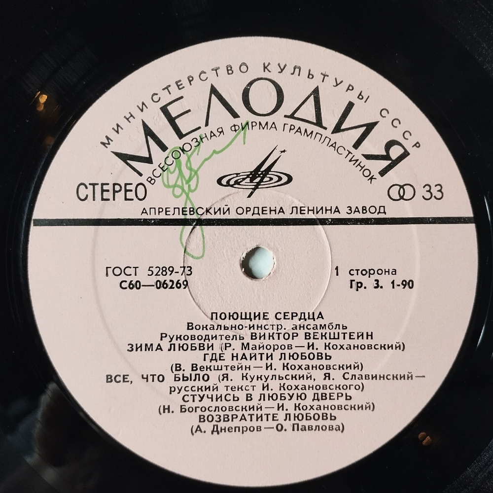Винтажная виниловая пластинка LP Поющие Сердца (СССР 1975) Кто Тебе Сказал