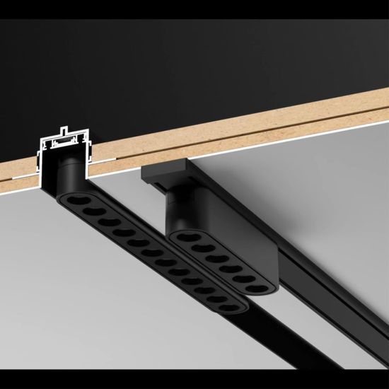 135197 SHINO NT23 172 черный Низковольтный шинопровод для встраиваемого монтажа в ГКЛ 1м IP20 48V SMAL