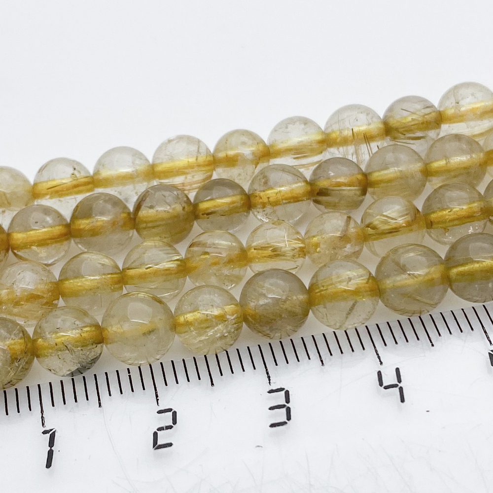 Бусины Кварц рутиловый, диаметр 5,8-6,1 мм, цена за 31-32 шт (1/2 нити)