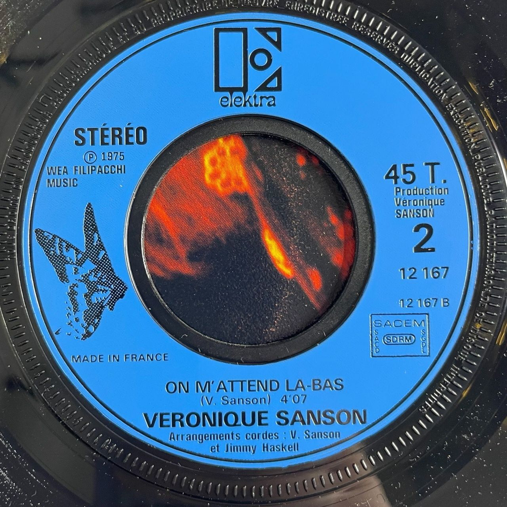Винтажная виниловая пластинка LP Veronique Sanson Le Maudit, On M'attend La bas (France 1975) 7 дюймов, 45 RPM, Single
