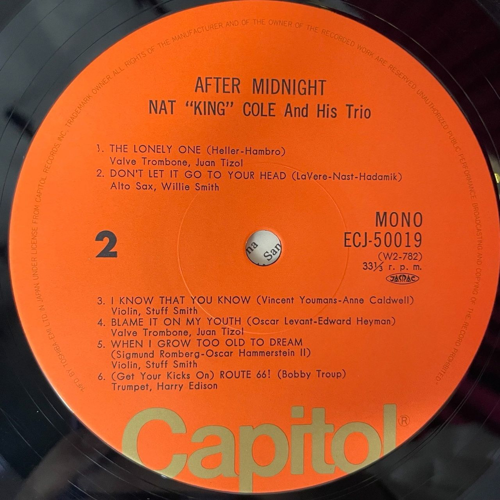 Винтажная виниловая пластинка LP Nat King Cole And His Trio After Midnight (Japan 1977) (Obi)