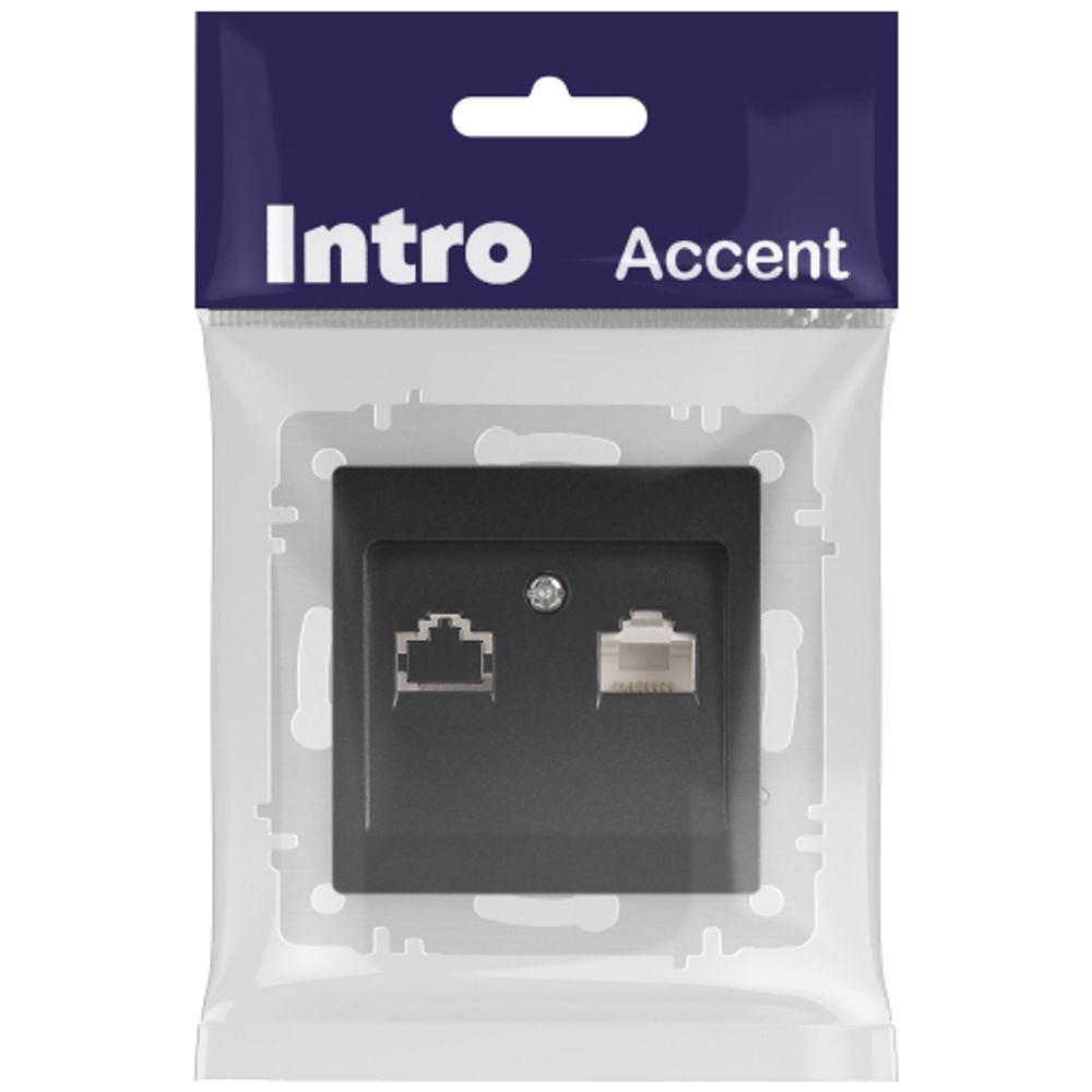 Розетка Intro Accent 6-303-05 информационная RJ45, IP20, СУ, антрацит