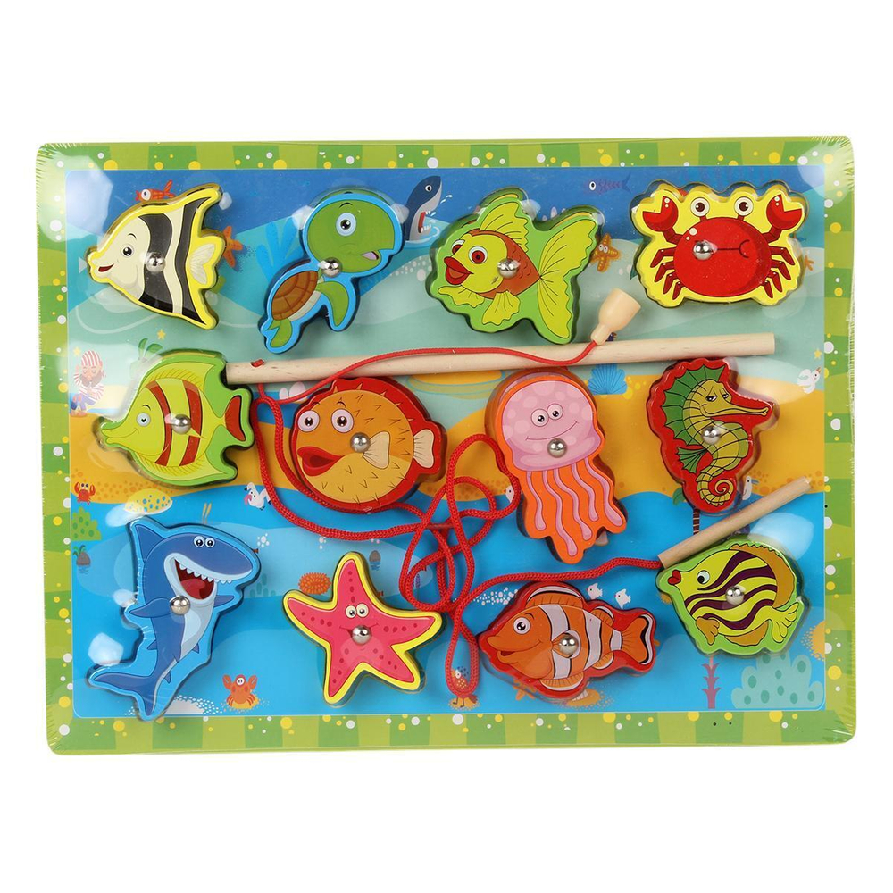 Развивающая игрушка деревянная Рыбалка магнитная морские обитатели, C-41758