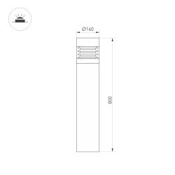 Светильник LGD-FRESNEL-BOLL-H800-20W Warm3500-MIX (GR, 290 deg, 230V) (Arlight, IP65 Металл, 5 лет) 045539