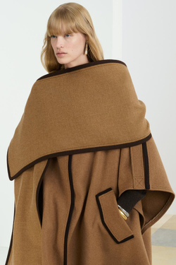 ZARA КАШЕМИРОВОЕ ПАЛЬТО, ТАБАЧНЫЙ