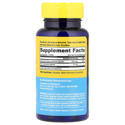 Nature's Life, исландский келп, 41 мг, 250 таблеток