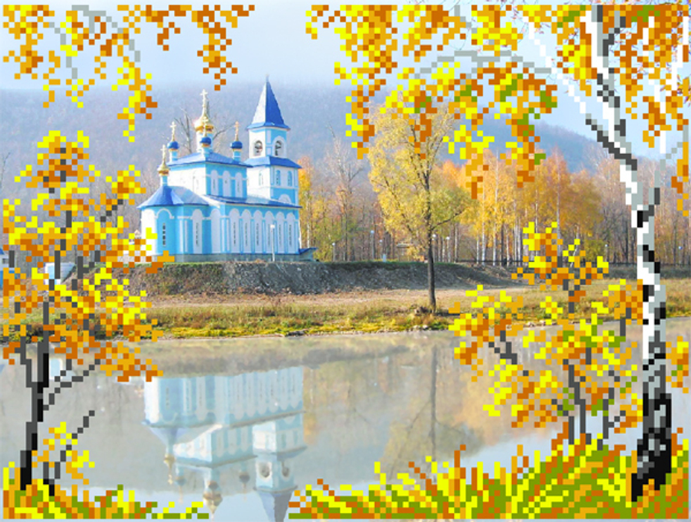 "Церковь"-4113 ткань с наеесенным рисунком