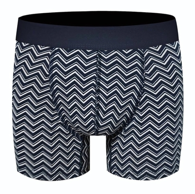 Темно-синие хлопковые трусы-боксеры с зигзагами (Размер: XL) (Цвет: темно-синий)