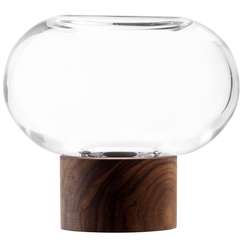 Ваза oblate, 13,5 см, прозрачная/орех