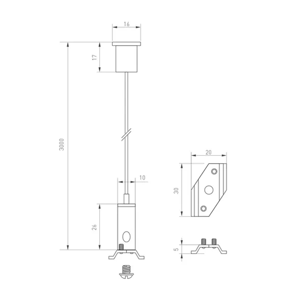 Подвес MAG-HANG-25-L3000 (SL) (Arlight, Металл) 033252