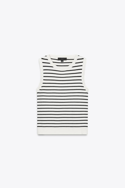 ZARA ТРИКОТАЖНАЯ ФУТБОЛКА В ПОЛОСКУ, ПОЛОСКИ