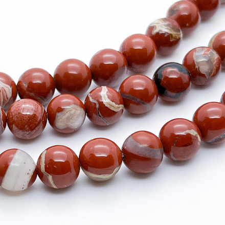 Яшма красная бусины, диаметр 10,1-10,3 мм, цена за 18-19 шт (1/2 нити)