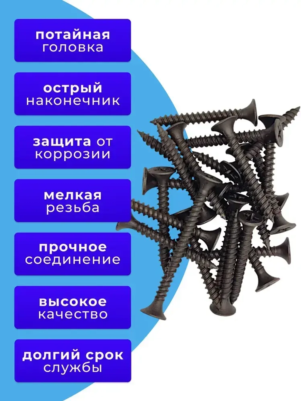 Саморезы по металлу 3,5x32 для крепления ГКЛ черный 1кг