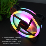 Вентилятор TESLA RGB120-LD, 120мм, 1200rpm, 3-pin+Molex, белый/RGB, 38CFM, 21дБ, антивибропрокладки (TSL-120-LD)