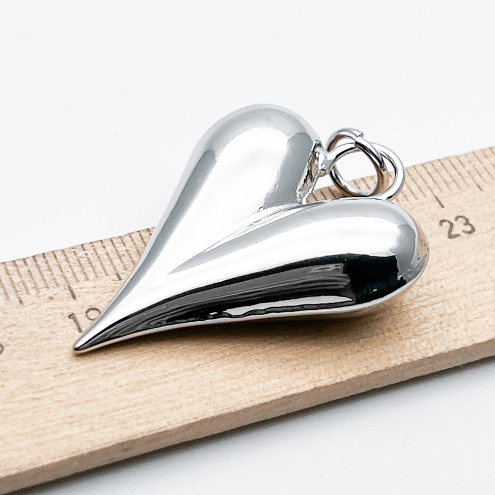 Подвеска Сердце (большое!), цвет серебро, размер 38*27 мм, цена за 1 шт