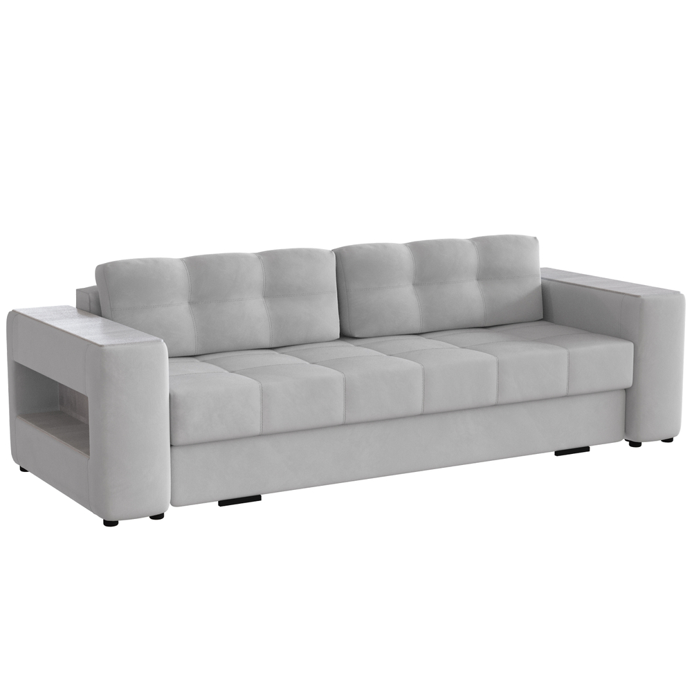 Диван раскладной Доро, светло-серый/мдф холст белый