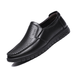 SHENNUO Casual Leather Shoes Men"s Low top Black