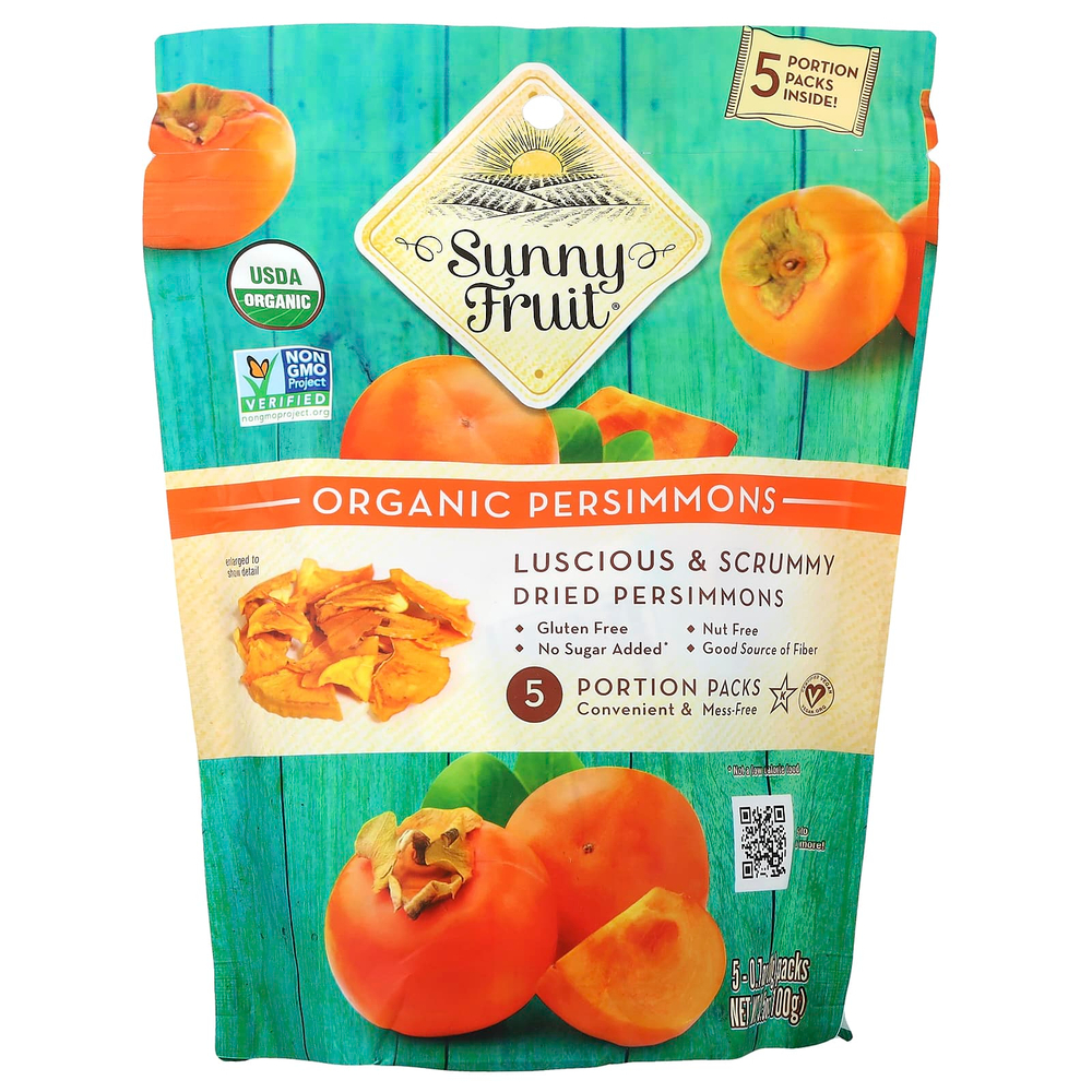 Sunny Fruit, органическая сушеная хурома, 5 порционных пакетиков по 20 г (0,7 унции)
