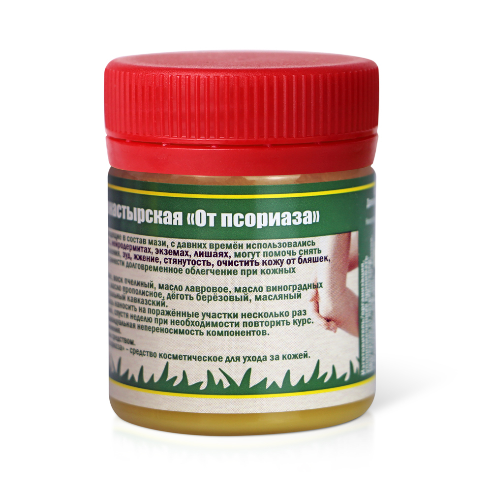 Мазь Монастырская Кавказский Целитель "От псориаза". Пластик 40 мл.